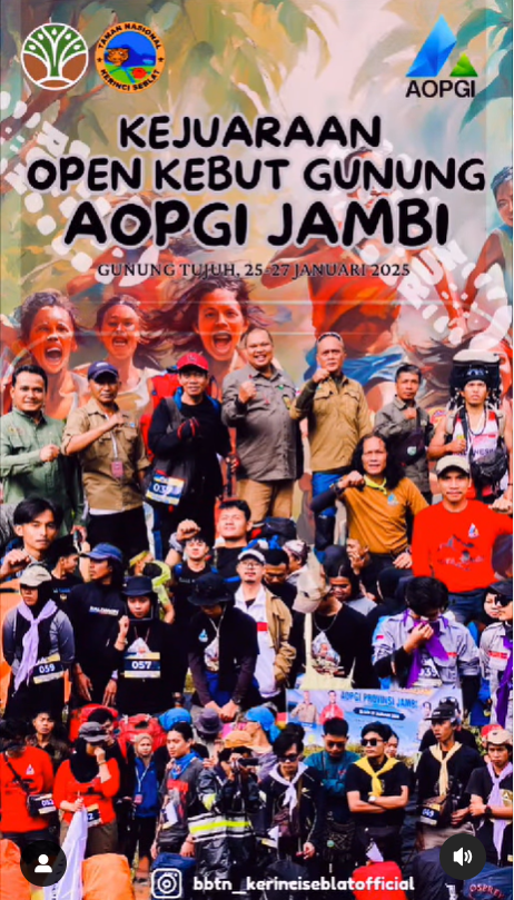 Kejuaraan Open Kebut Gunung AOPGI Prov. Jambi bertempat di Camping Ground - Danau Gunung Tujuh pada tanggal 25 sd 27 Januari 2025. Kegiatan ini di ikuti oleh 33 Tim dari 3 Provinsi. Tahapan kegiatan yaitu Tgl 25 Januari 2025 : Technical Meeting di Camping Ground Tgl 26 Januari 2025 Camping Ground - Danau Gunung Tujuh Tgl 27 Januari 2025 Danau Gunung Tujuh - Camping Ground.